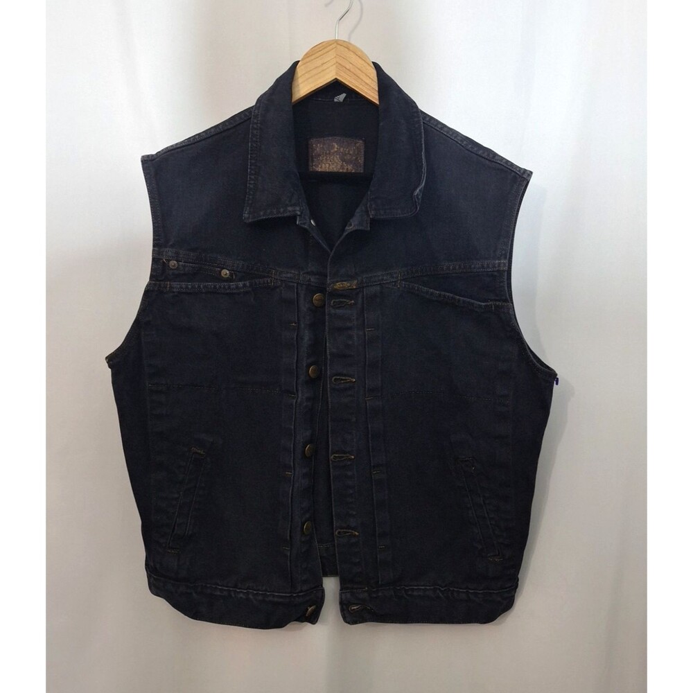 Vtg Y2K Marithe Francois Girbaud Black Denim Vest Size L/XL Trucker Hop Hop 90s